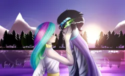 Size: 2800x1700 | Tagged: safe, artist:selena996, artist:selena9966, derpibooru import, idw, king sombra, princess celestia, human, equestria girls, g4, celestibra, deviantart watermark, duo, duo male and female, female, forest, former good king sombra, glow, glowing eyes, good king sombra, humanized, image, male, mountain, nature, obtrusive watermark, outdoors, png, ship:celestibra, shipping, simple background, solo, straight, sunrise, transparent background, tree, watermark, winged humanization, wings