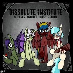 Size: 2000x2000 | Tagged: grimdark, suggestive, artist:blitz, artist:d. range, artist:ditherer, artist:doodledpony, artist:rubberswonderland, derpibooru import, coco pommel, oc, bat pony, earth pony, pegasus, pony, unicorn, g4, 2020, acoustic, animated, baseball bat, blood, group, heart, heart eyes, high res, hip hop, horn, horrorcore, image, knife, looking at you, music, ponysona, quartet, rap, sitting, smiling, sound, sound only, vulgar, webm, wingding eyes