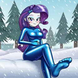 Size: 1024x1024 | Tagged: suggestive, machine learning generated, ponerpics import, rarity, equestria girls, breasts, clothes, feet, female, fetish, foot fetish, foot focus, gloves, image, jpeg, latex, latex gloves, latex socks, latex suit, sock fetish, socks, solo, solo female