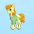 Size: 2048x2048 | Tagged: safe, artist:luci-luck, derpibooru import, carrot top, golden harvest, earth pony, pony, g4, :d, aside glance, back fluff, background pony, blouse, blue background, blush lines, blush sticker, blushing, clothes, cloven hooves, cute, cutie top, ear fluff, eyelashes, female, full body, green eyes, green shirt, high res, image, long sleeves, looking at you, mare, open mouth, open smile, orange hooves, orange mane, png, side view, sideways glance, simple background, smiling, smiling at you, solo, standing, tail, unshorn fetlocks, yellow coat, yellow tail