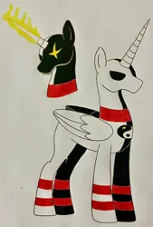 Size: 1280x1895 | Tagged: safe, artist:tfpandora, derpibooru import, oc, unofficial characters only, alicorn, alicorn oc, horn, image, jpeg, simple background, solo, traditional art, white background, wings