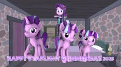 Size: 2048x1138 | Tagged: safe, artist:gaelgaming1, derpibooru import, starlight glimmer, human, pony, unicorn, g4, 3d, female, horn, image, png, source filmmaker, starlight glimmer day, younger