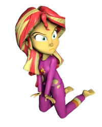 Size: 1180x1475 | Tagged: safe, artist:gaelgaming1, derpibooru import, sunset shimmer, human, equestria girls, g4, 3d, clothes, female, image, pajamas, png, simple background, solo, source filmmaker, sunset shimmer is not amused, transparent background, unamused