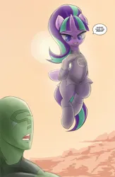 Size: 2545x3911 | Tagged: safe, artist:maretheory.exe, derpibooru import, starlight glimmer, oc, oc:anon, human, pony, unicorn, g4, cloud, comic panel, crying, female, flying, historical roleplay starlight, horn, image, imminent rape, imminent sex, invincible, male, mare, png, reference, smiling, smug, speech bubble, teary eyes