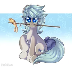 Size: 4560x4258 | Tagged: safe, artist:madelinne, derpibooru import, oc, unofficial characters only, earth pony, fish, pony, bow, earth pony oc, female, image, mare, png, solo