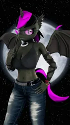 Size: 576x1024 | Tagged: safe, artist:runic_the_wolf, ponerpics import, oc, unofficial characters only, anthro, 3d, breasts, cleavage, clothes, female, image, jpeg