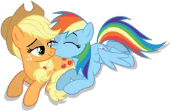 Size: 6492x4206 | Tagged: safe, artist:creedyboy124, derpibooru import, applejack, rainbow dash, earth pony, pegasus, pony, g4, appledash, female, image, kissing, lesbian, mare, png, shipping, simple background, spread wings, transparent background, wings