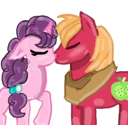 Size: 672x656 | Tagged: safe, artist:twiliydash, derpibooru import, big macintosh, sugar belle, earth pony, pony, unicorn, g4, duo, horn, image, jpeg, simple background, white background