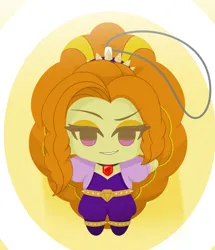 Size: 2517x2932 | Tagged: safe, alternate version, artist:batipin, derpibooru import, adagio dazzle, human, equestria girls, g4, abstract background, adoragio, alternate character, chibi, cute, female, grin, image, lidded eyes, looking at you, plushie, png, smiling, smiling at you, solo