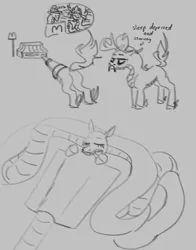 Size: 1692x2160 | Tagged: safe, artist:deacoti, derpibooru import, dragon, hybrid, longma, them's fightin' herds, blanket, community related, image, mane of fire, mcdonald's, png, sleeping, tail, tail of fire, the empress (tfh)