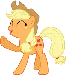 Size: 3000x3402 | Tagged: safe, artist:cloudy glow, derpibooru import, applejack, earth pony, pony, g4, secret of my excess, applejack's hat, cowboy hat, eyes closed, female, hat, image, mare, my little pony, png, raised hoof, simple background, solo, transparent background, vector