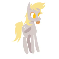 Size: 2048x2048 | Tagged: safe, artist:bunnpon, derpibooru import, derpy hooves, pegasus, pony, g4, :t, cookie, eating, female, folded wings, food, full body, high res, image, lineless, mare, mouth hold, no pupils, png, simple background, solo, three quarter view, white background, wings