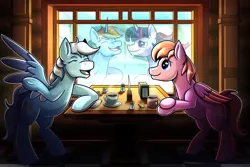 Size: 3000x2000 | Tagged: safe, artist:littletigressda, derpibooru import, rainbow dash, twilight sparkle, twilight sparkle (alicorn), alicorn, pegasus, pony, g4, alicornified, image, png, race swap, rainbowcorn