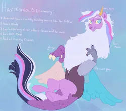 Size: 1700x1500 | Tagged: safe, artist:abbytabbys, derpibooru import, oc, oc:harmonious, unofficial characters only, draconequus, hybrid, coat markings, facial markings, female, horn, image, interspecies offspring, jpeg, offspring, parent:discord, parent:twilight sparkle, parents:discolight, star (coat marking)