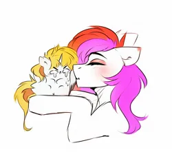 Size: 2048x1813 | Tagged: safe, artist:krissstudios, ponerpics import, oc, unofficial characters only, pony, chibi, cute, eyes closed, female, image, jpeg, kissing, mare