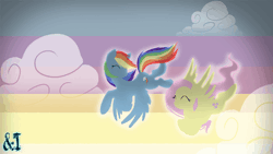 Size: 1920x1080 | Tagged: safe, artist:&i, artist:feather-ponyart, artist:jayb, artist:replacer808, derpibooru import, fluttershy, rainbow dash, pegasus, pony, g4, 2013, animated, electroclash, electronic, electropop, female, flutterdash, image, lesbian, lossless transcode, music, shipping, sound, sound only, vocals, webm