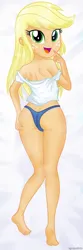Size: 1417x4252 | Tagged: suggestive, artist:charliexe, ponerpics import, applejack, equestria girls, applebutt, bikini, bikini bottom, butt, clothes, feet, female, image, jpeg, panties, solo, solo female, stupid sexy applejack, swimsuit, thong, underwear