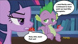 Size: 1280x720 | Tagged: suggestive, screencap, rarity, spike, dragon, pony, g4, what about discord?, decuplets, discovery family logo, female, gem, image, male, mare, my little pony, png, shipping, siblings, smug, sparity, straight, stupid sexy spike, twins