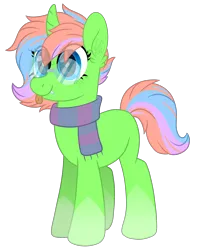 Size: 1546x1947 | Tagged: safe, artist:ponkus, derpibooru import, oc, oc:butter knife, unofficial characters only, bat pony, bat pony unicorn, hybrid, pony, unicorn, :p, clothes, coat markings, curved horn, female, freckles, glasses, horn, image, mare, png, scarf, socks (coat marking), solo, tongue out