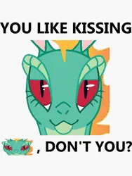 Size: 750x1000 | Tagged: safe, artist:kysvil_xoxo, derpibooru import, edit, editor:falses, lizard, them's fightin' herds, community related, female, funny, image, jpeg, meme, simple background, smug, solo, text, tianhuo (tfh)
