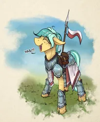 Size: 2000x2434 | Tagged: safe, artist:helmie-art, derpibooru import, oc, oc:karoline skies, earth pony, pony, armor, female, freckles, happy, image, jpeg, mare, poland, sketch