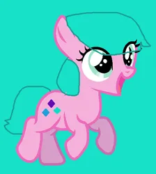 Size: 482x539 | Tagged: safe, artist:cerysscottdavies, artist:craftycitty, derpibooru import, aquamarine, earth pony, pony, g4, aquabetes, background pony, base used, cute, female, filly, foal, image, open mouth, open smile, png, running, simple background, smiling, solo, teal background