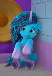 Size: 705x1036 | Tagged: safe, derpibooru import, screencap, pony, unicorn, g5, mane melody, my little pony: make your mark, my little pony: make your mark chapter 2, my little pony: tell your tale, spoiler:g5, spoiler:my little pony: tell your tale, spoiler:tyts01e05, cropped, female, hoof done it?, horn, image, jpeg, mare, misty brightdawn, solo, speaker