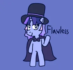 Size: 1748x1689 | Tagged: safe, artist:cagayakegirlz, derpibooru import, oc, oc:flawless sparklemoon, unofficial characters only, pony, unicorn, bipedal, cape, clothes, female, fusion, fusion:trixie, fusion:twilight sparkle, fusion:twixie, hat, horn, image, mare, multicolored hair, png, simple background, smiling