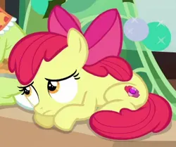 Size: 350x292 | Tagged: safe, derpibooru import, screencap, apple bloom, granny smith, earth pony, pony, g4, hearthbreakers, cropped, female, filly, foal, image, lying down, mare, my little pony, png, prone