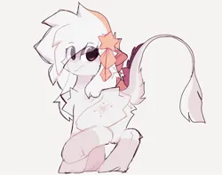 Size: 2030x1598 | Tagged: safe, artist:little-sketches, ponerpics import, oc, oc:ayaka, unofficial characters only, earth pony, pony, butt fluff, cheek fluff, chest fluff, ear fluff, earth pony oc, ethereal mane, eye clipping through hair, eyebrows visible through hair, facial markings, female, gray background, image, jpeg, leg fluff, leonine tail, mare, raised eyebrows, raised leg, raised tail, rear view, simple background, socks (coat marking), solo, standing, starry mane, stars, streamers, tail, turned head, underhoof, wide eyes