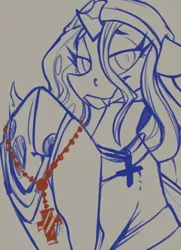 Size: 426x587 | Tagged: safe, artist:anonymous, queen chrysalis, changeling, image, jewelry, nun, nun outfit, pendant, png