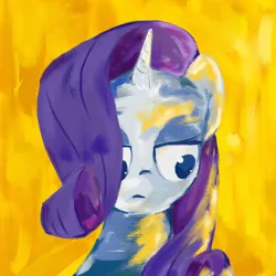 Size: 3000x3000 | Tagged: safe, artist:widelake, derpibooru import, rarity, unicorn, g4, album cover, female, horn, image, oil painting, png, traditional art