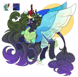 Size: 1700x1680 | Tagged: safe, artist:legendaryshadee, derpibooru import, princess luna, rain shine, oc, hybrid, kirin, g4, image, parent:princess luna, parent:rain shine, png, simple background, transparent background