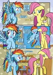 Size: 1920x2715 | Tagged: safe, artist:alexdti, derpibooru import, fluttershy, rainbow dash, pegasus, pony, comic:how we met (italian), g4, bag, comic, female, filly, filly fluttershy, filly rainbow dash, image, italian, png, saddle bag, younger