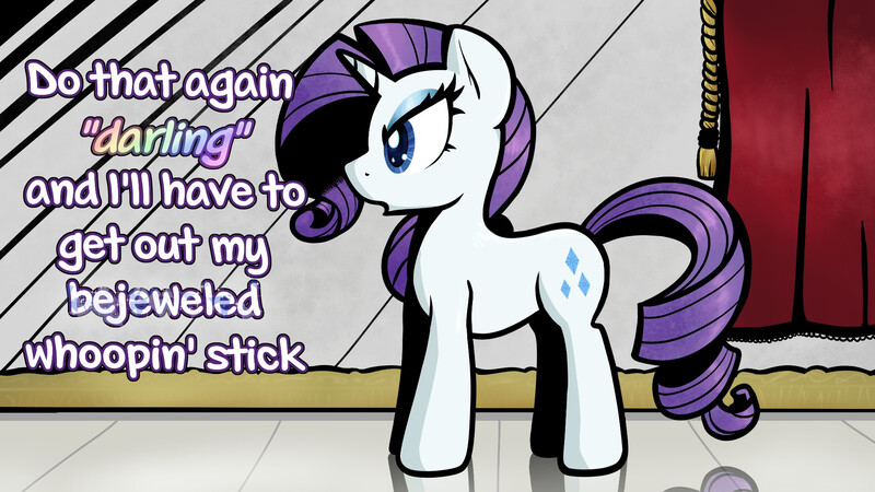 Size: 2000x1125 | Tagged: safe, artist:dynamosaysrelax, derpibooru import, rarity, unicorn, g4, horn, image, jpeg, solo, text