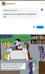 Size: 1176x1939 | Tagged: safe, artist:ask-luciavampire, derpibooru import, oc, alicorn, earth pony, pegasus, pony, undead, vampire, vampony, ask, bored games, image, multiple heads, png, tumblr, two heads