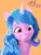 Size: 1440x1920 | Tagged: safe, derpibooru import, izzy moonbow, pony, unicorn, g5, bust, date (time), female, happy, horn, image, mare, orange background, png, signature, simple background, smiling