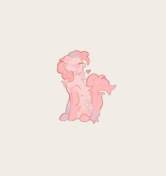 Size: 1440x1531 | Tagged: safe, artist:malibumiso, derpibooru import, pinkie pie, earth pony, pony, g4, beige background, cute, diapinkes, female, fluffy, image, jpeg, mare, raised hoof, simple background, sitting, solo