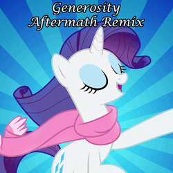 Size: 512x512 | Tagged: safe, artist:aftermathmakesmusic, artist:missbeigepony, derpibooru import, rarity, unicorn, g4, 2014, animated, electronic, generosity, horn, house (music), image, lossless transcode, music, progressive house, remix, show tune remix, sound, sound only, vocals, webm