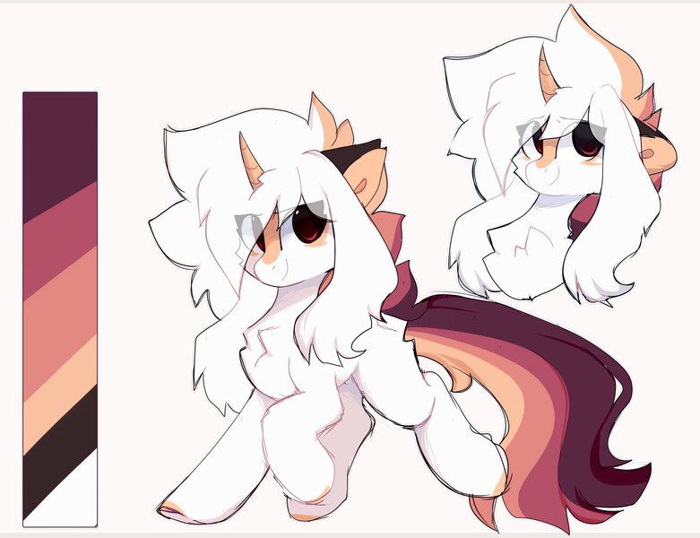 Size: 2428x1866 | Tagged: safe, artist:little-sketches, ponerpics import, oc, oc:ayaka, unofficial characters only, pony, unicorn, blaze (coat marking), bust, butt fluff, cheek fluff, chest fluff, color palette, colored ears, colored hooves, eye clipping through hair, eyebrows visible through hair, facial markings, female, floppy ears, gray background, horn, image, jpeg, looking back, mare, multicolored tail, portrait, reference sheet, simple background, smiling, solo, trotting, underhoof, unicorn horn, unicorn oc