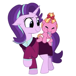 Size: 1280x1280 | Tagged: safe, artist:tikapony, derpibooru import, luster dawn, starlight glimmer, pony, unicorn, g4, baby, baby pony, cute, diaper, female, filly, foal, headmare starlight, hoof sucking, horn, image, luster dawn is starlight's and sunburst's daughter, lusterbetes, mother and child, mother and daughter, offspring, parent:starlight glimmer, parent:sunburst, parents:starburst, png, raised hoof, simple background, smiling, transparent background