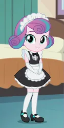 Size: 600x1200 | Tagged: safe, ai content, machine learning generated, prompter:anonymous, princess flurry heart, equestria girls, bedroom, bowtie, child, clothes, equestria girls-ified, female, gloves, image, maid, maid headdress, png, shoes, socks, solo, solo female, underage