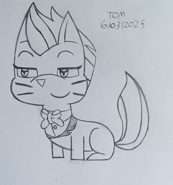 Size: 1950x2086 | Tagged: safe, artist:tom artista, derpibooru import, zipp storm, cat, g5, my little pony: tell your tale, animal, catified, drawing, expressions, facial expressions, female, image, jpeg, sketch, smug, solo, species swap, traditional art