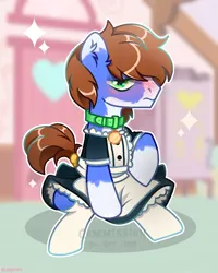 Size: 1200x1498 | Tagged: safe, artist:scarffist, derpibooru import, oc, unofficial characters only, earth pony, pony, base used, bell, bell collar, blushing, clothes, collar, commission, derpibooru exclusive, dress, green eyes, image, maid, png, shy, sitting, socks, solo, sparkles, stockings, thigh highs, ych result