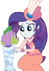 Size: 514x750 | Tagged: safe, artist:creativityagent99, derpibooru import, edit, edited screencap, screencap, rarity, spike, spike the regular dog, dog, equestria girls, equestria girls series, g4, rarity investigates: the case of the bedazzled boot, bedazzled boot, clothes, collar, cufflinks, diamond, dog collar, dress, duo, duo male and female, feather, female, hat, image, jpeg, kneeling, long dress, long skirt, long sleeves, looking at each other, looking at someone, male, my little pony equestria girls: choose your own ending, pillbox hat, rarity investigates: the case of the bedazzled boot: trixie, simple background, skirt, spiked collar, teeth, white background