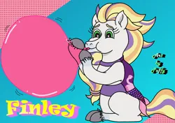 Size: 3030x2131 | Tagged: safe, artist:puffydearlysmith, derpibooru import, horse, pony, balloon, blowing up balloons, chubby, clothes, female, finley (wild manes), fish tail, gradient background, image, inflating, mare, mermaid tail, png, swimsuit, tail, unshorn fetlocks, wild manes