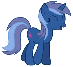 Size: 7600x7000 | Tagged: safe, artist:tardifice, derpibooru import, edit, vector edit, blue belle (g4), pony, unicorn, g4, ^^, background pony, eyes closed, female, headcanon, horn, image, mare, open mouth, open smile, png, recolor, simple background, smiling, solo, transparent background, vector, walking