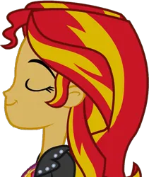 Size: 807x958 | Tagged: safe, derpibooru import, edit, edited screencap, editor:pascalmulokozi2, screencap, sunset shimmer, human, equestria girls, g4, background removed, clothes, evil grin, eyes closed, female, grin, image, jacket, my little pony equestria girls, not a vector, png, render, simple background, smiling, smug, solo, transparent background