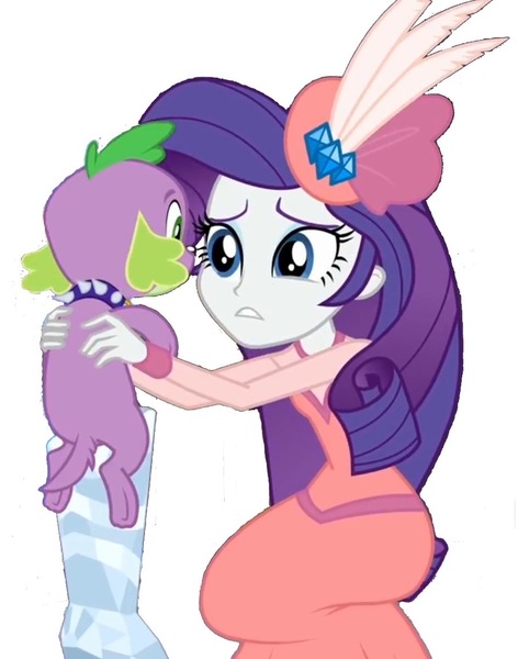 Size: 901x1146 | Tagged: safe, derpibooru import, edit, edited screencap, editor:creativityagent99, screencap, rarity, spike, spike the regular dog, dog, equestria girls, equestria girls series, g4, rarity investigates: the case of the bedazzled boot, bedazzled boot, clothes, collar, confused, cufflinks, diamond, dog collar, dress, feather, hat, holding a dog, image, jpeg, long dress, long skirt, long sleeves, my little pony equestria girls: choose your own ending, pillbox hat, rarity investigates: the case of the bedazzled boot: trixie, simple background, skirt, spiked collar, teeth, white background