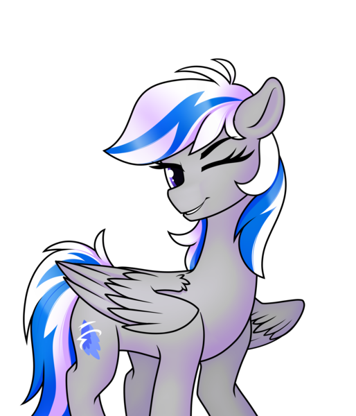 Size: 3000x3500 | Tagged: safe, artist:dacaoo, derpibooru import, oc, oc:lady lightning strike, unofficial characters only, pegasus, female, image, one eye closed, png, simple background, solo, transparent background, wink